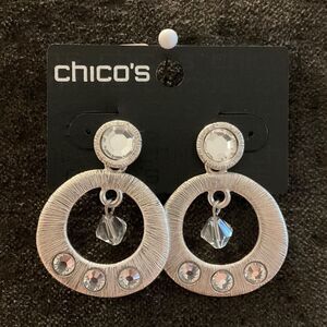 0016- NewvChico's Silver Hoop Earrings with Crystal Details